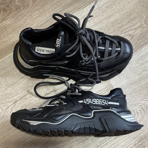 Steve Madden Shoes - Steve Madden Black and Silver Chunky Sneakers | 9 |